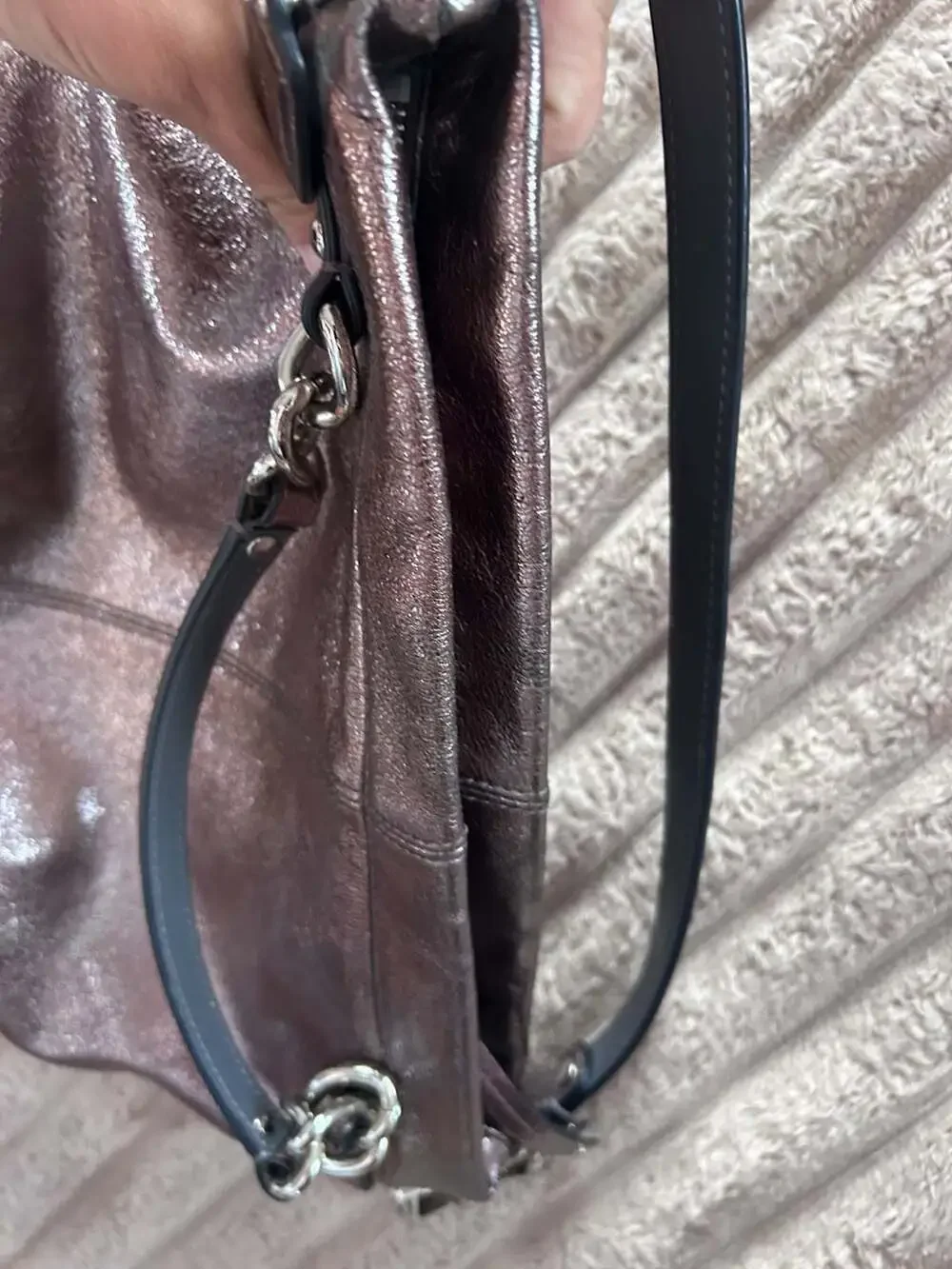 Vintage Coach Brooke Hobo Metallic Pewter Silver Leather Slouchy Shoulder Bag Pu
